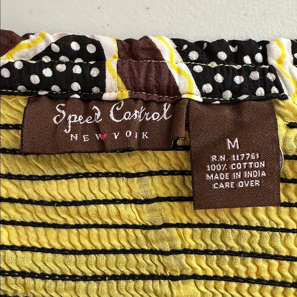 100% Cotton Speed Control Yellow, and Brown Floral Maxi Dress Size Medium. - Picture 10 of 12